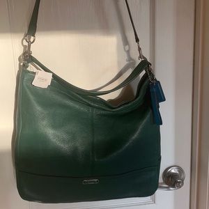 Coach Park Green Leather Hobo Bag